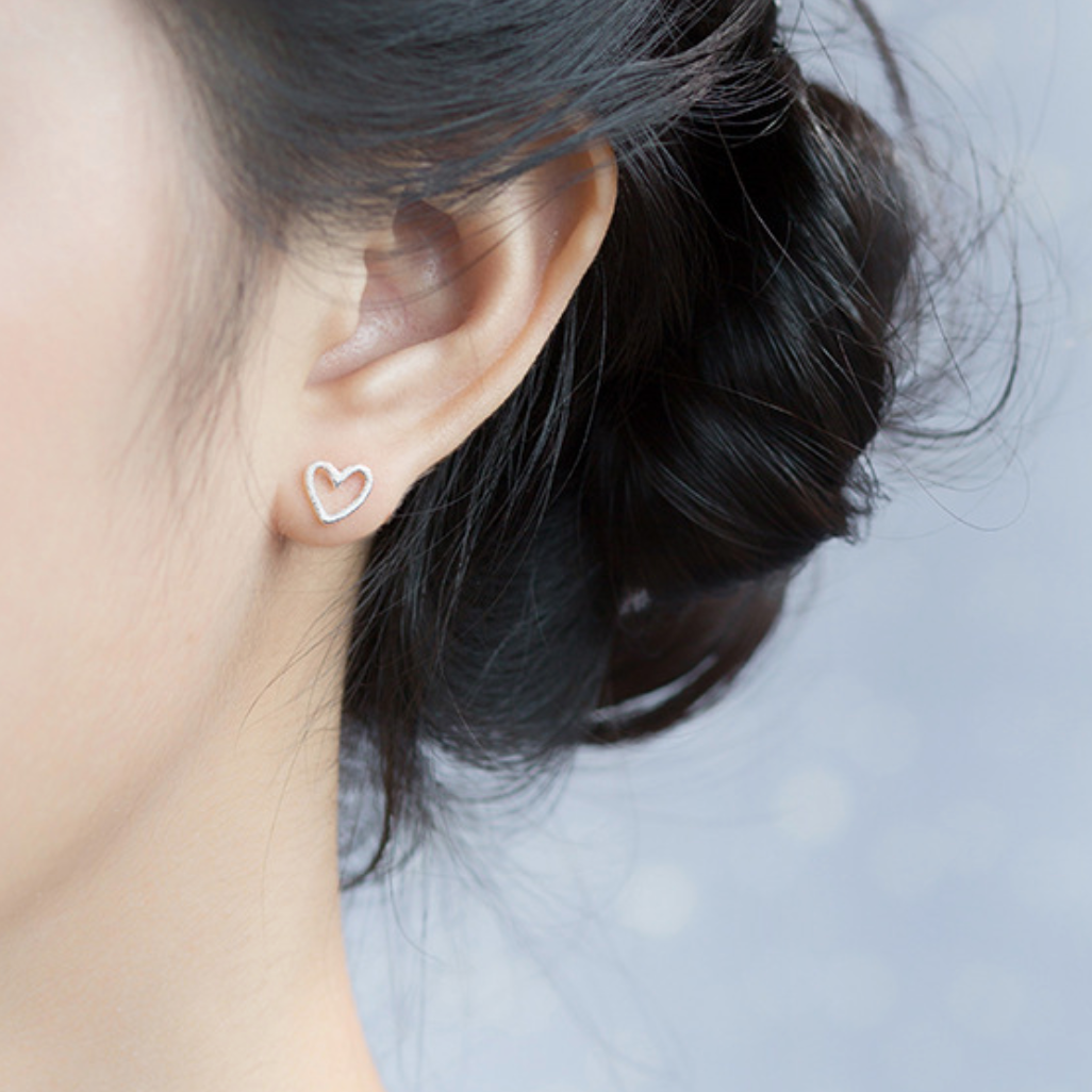 Textured Heart Stud Earrings