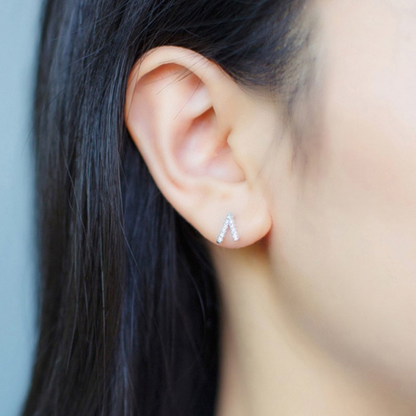 Crystal V Shape Stud Earrings