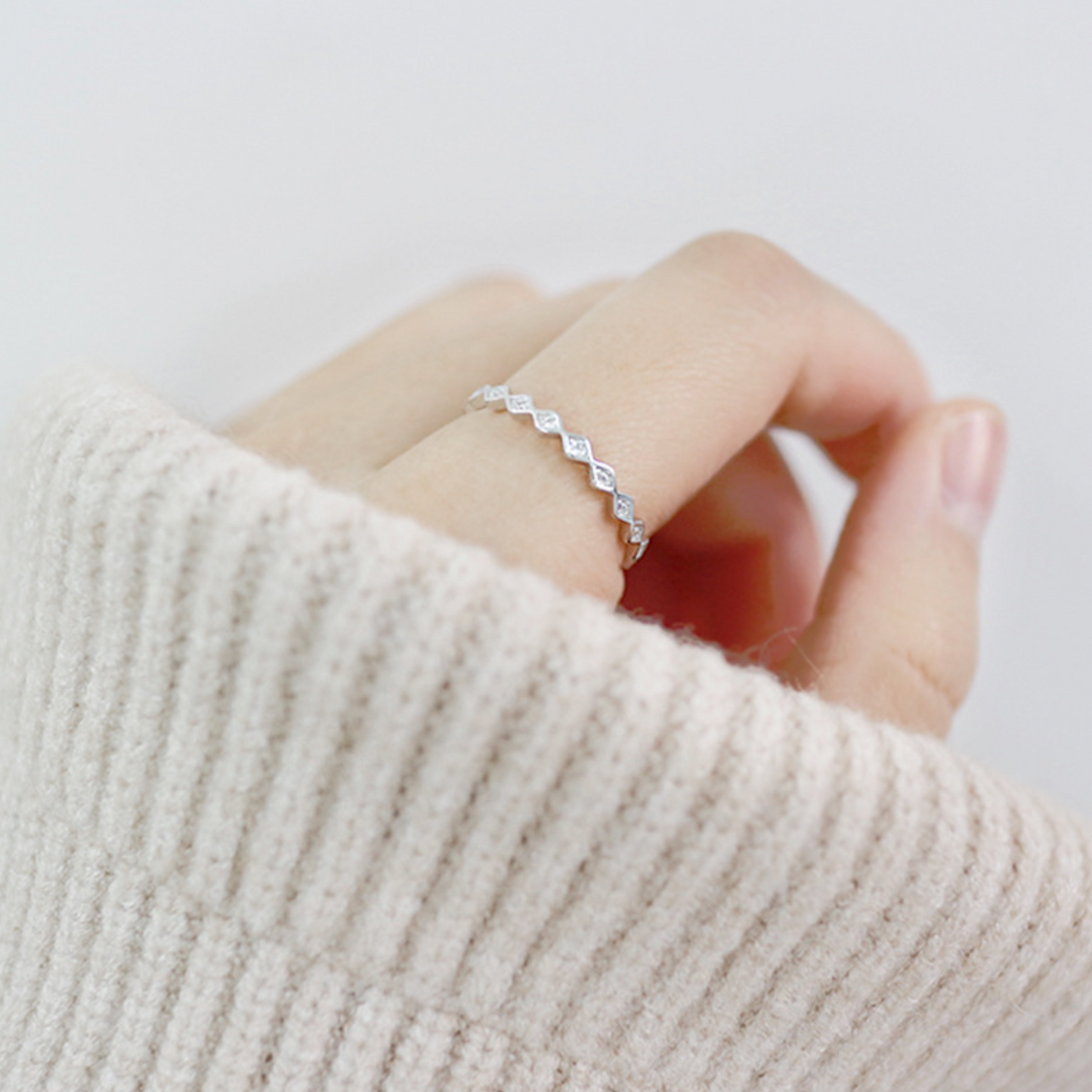 Diamond Shape Band Crystal Ring