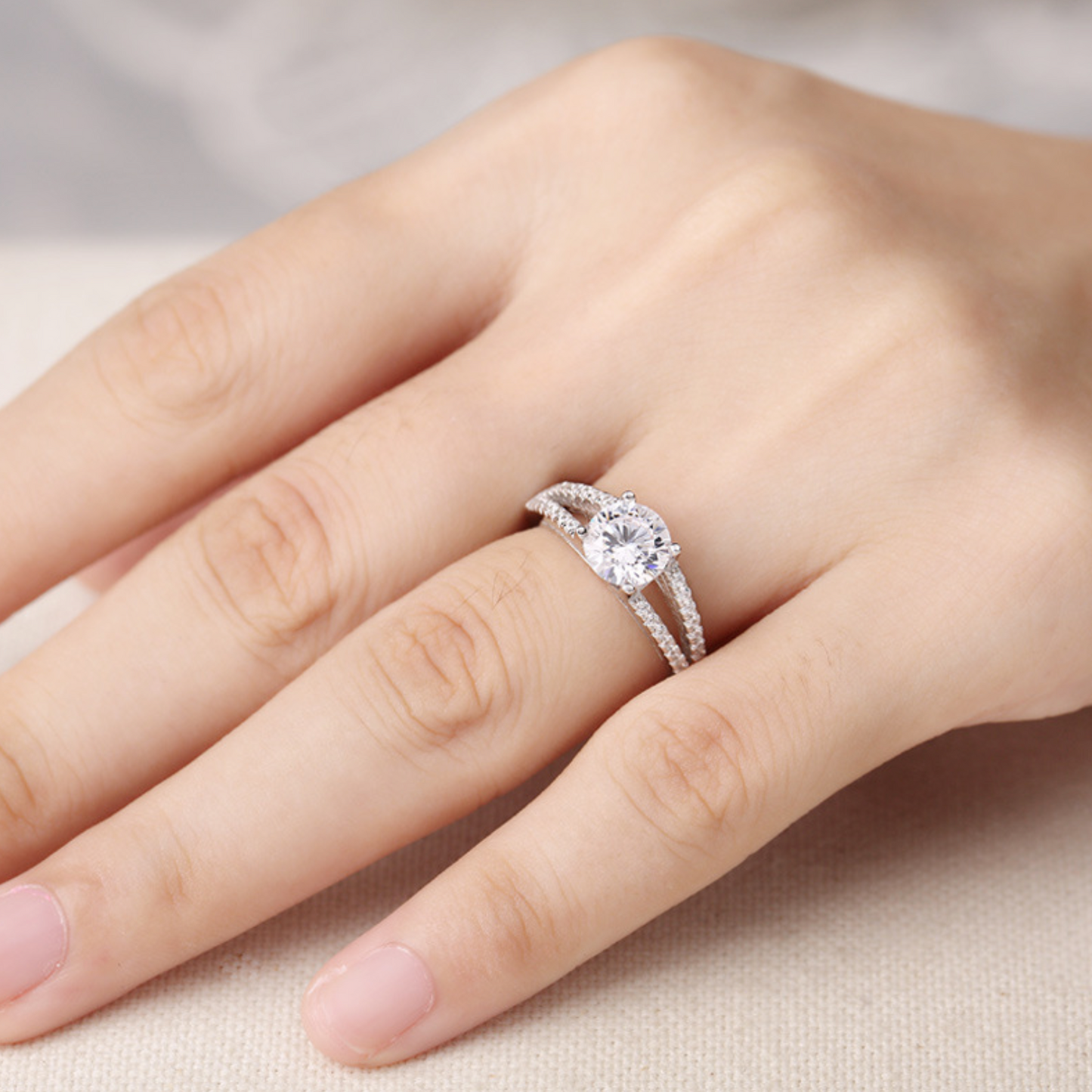 Double Band Moissanite Ring