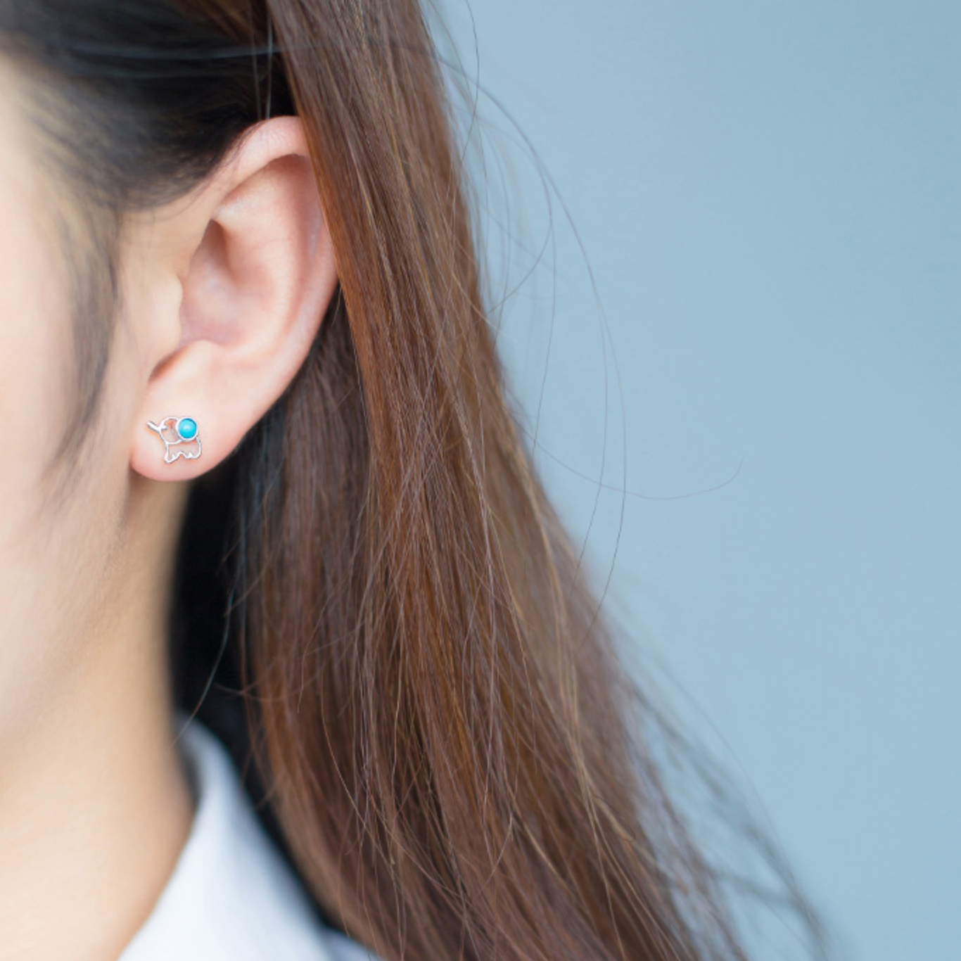 Turquoise Stone Elephant Stud Earrings