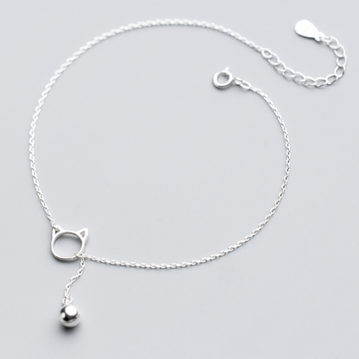 Cat Anklet with Dangling Bell Charm