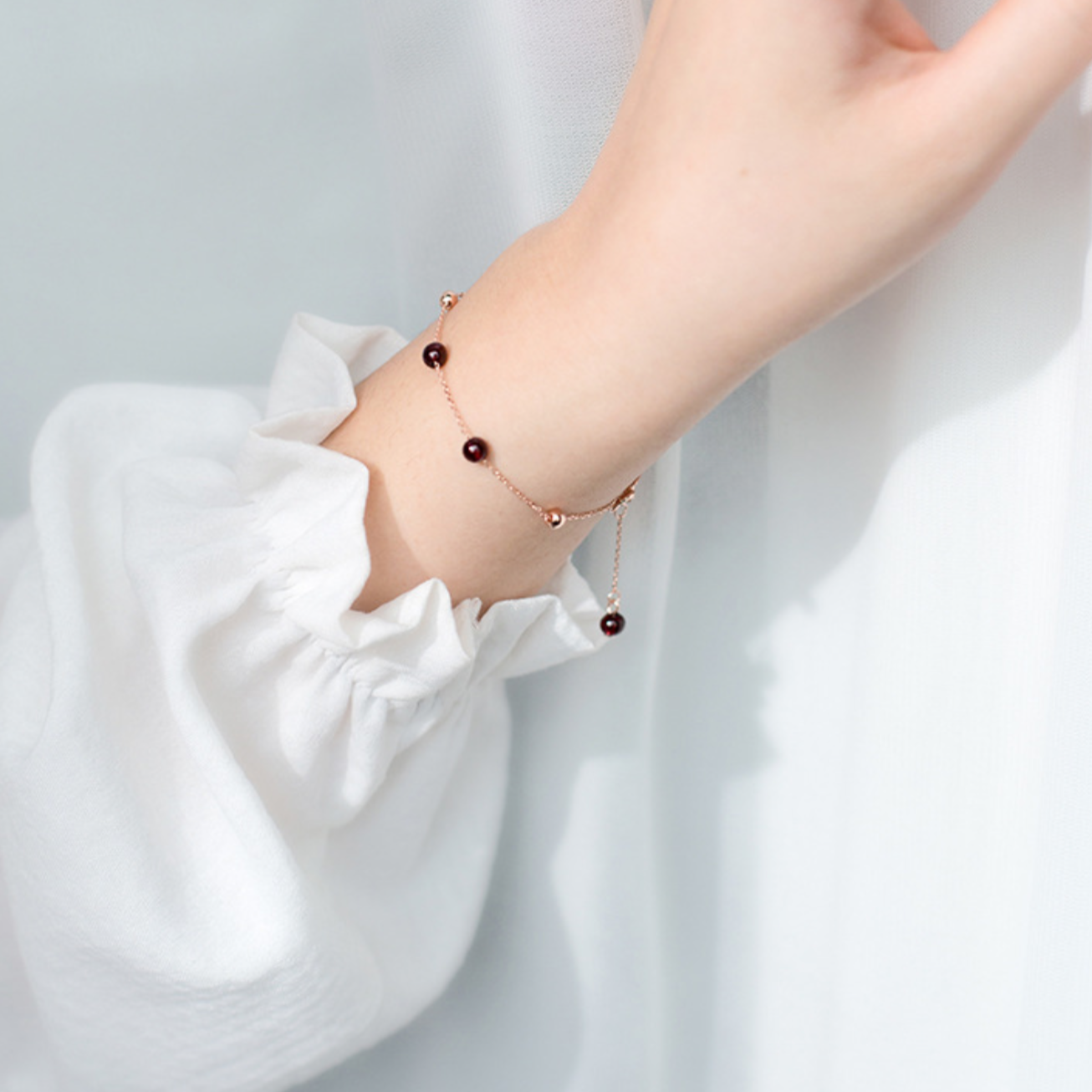 Garnet Colour Beaded Bracelet