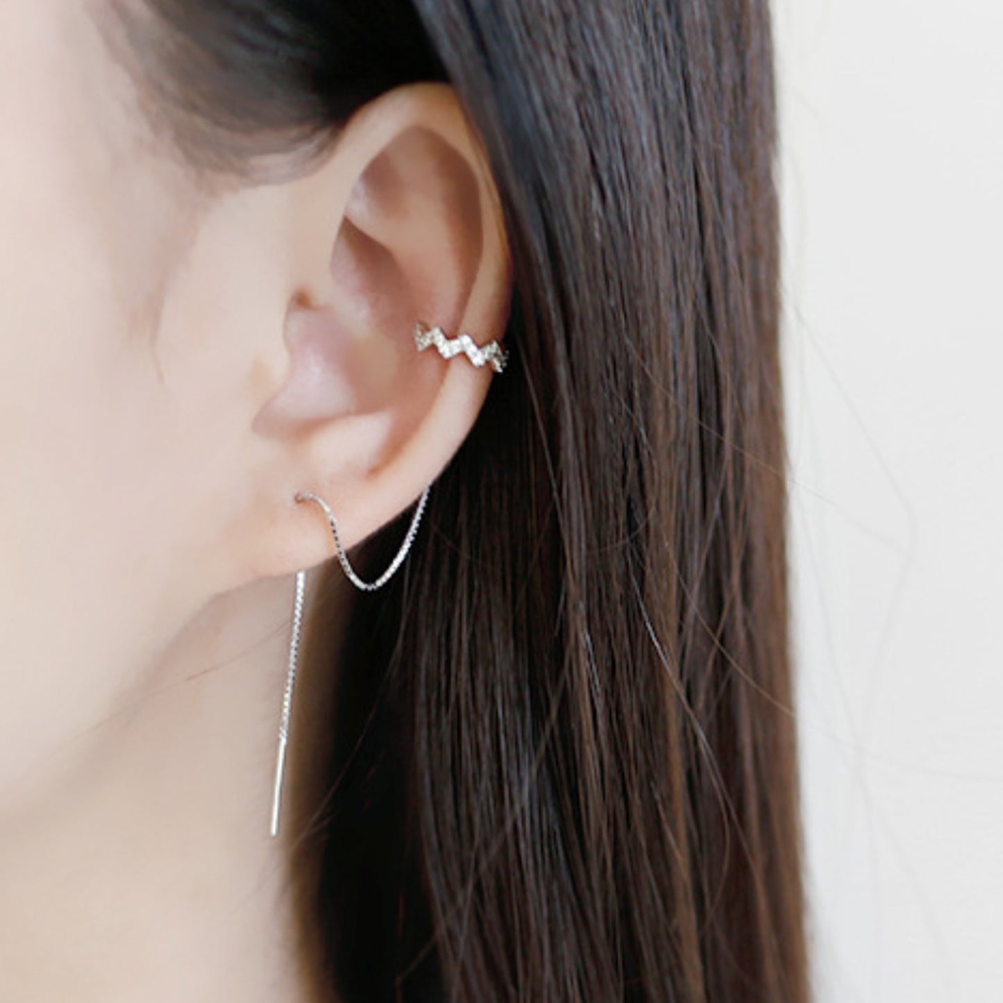 Chain Threader Earrings with Ear Cuff