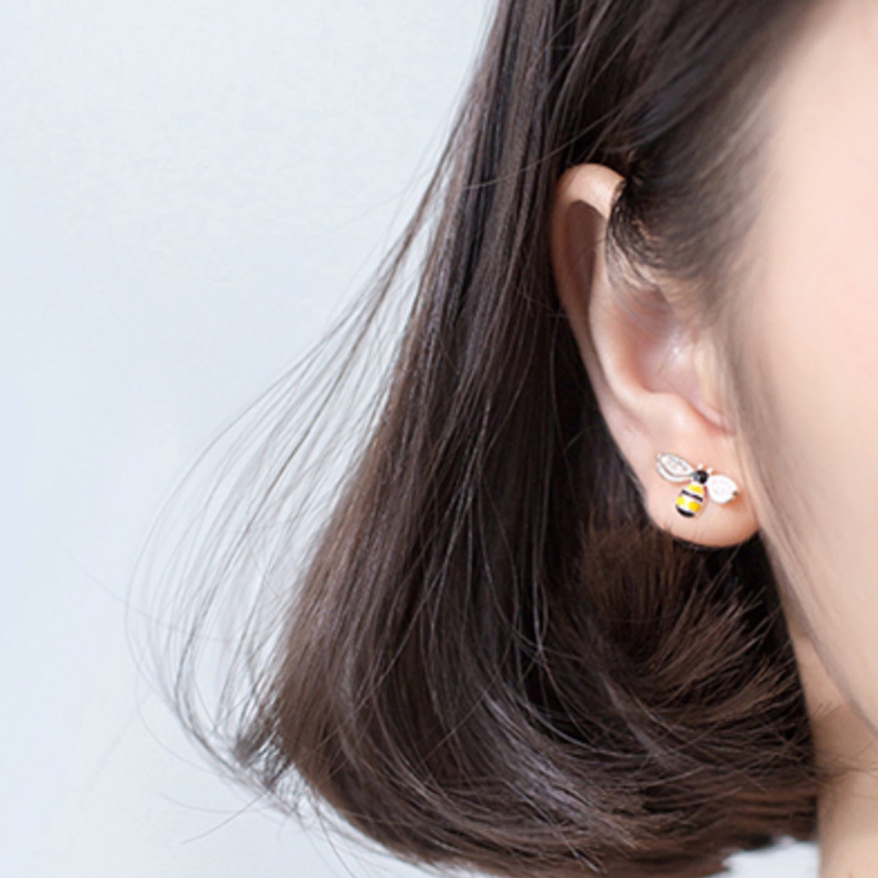 Bee and Flower Stud Earrings