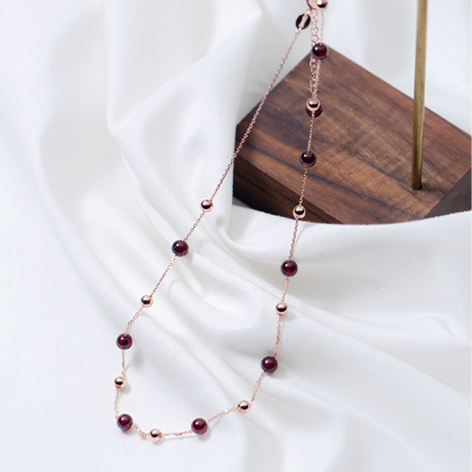 Deep Red Beaded Necklace
