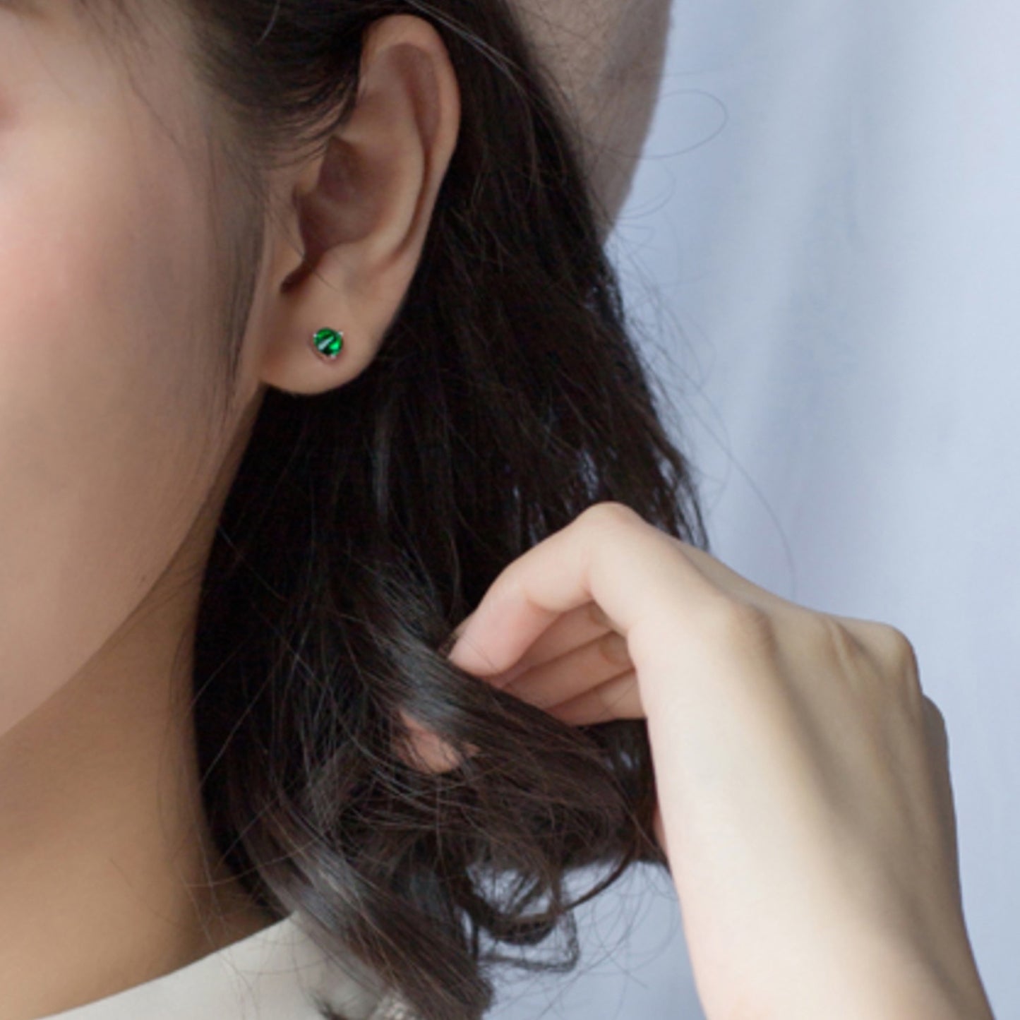 Green Crystal Stud Earrings
