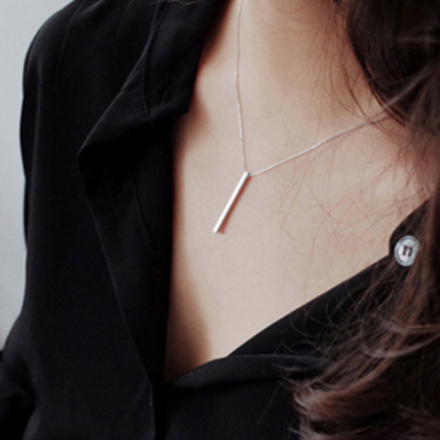 Bar and Square Pendant Necklace