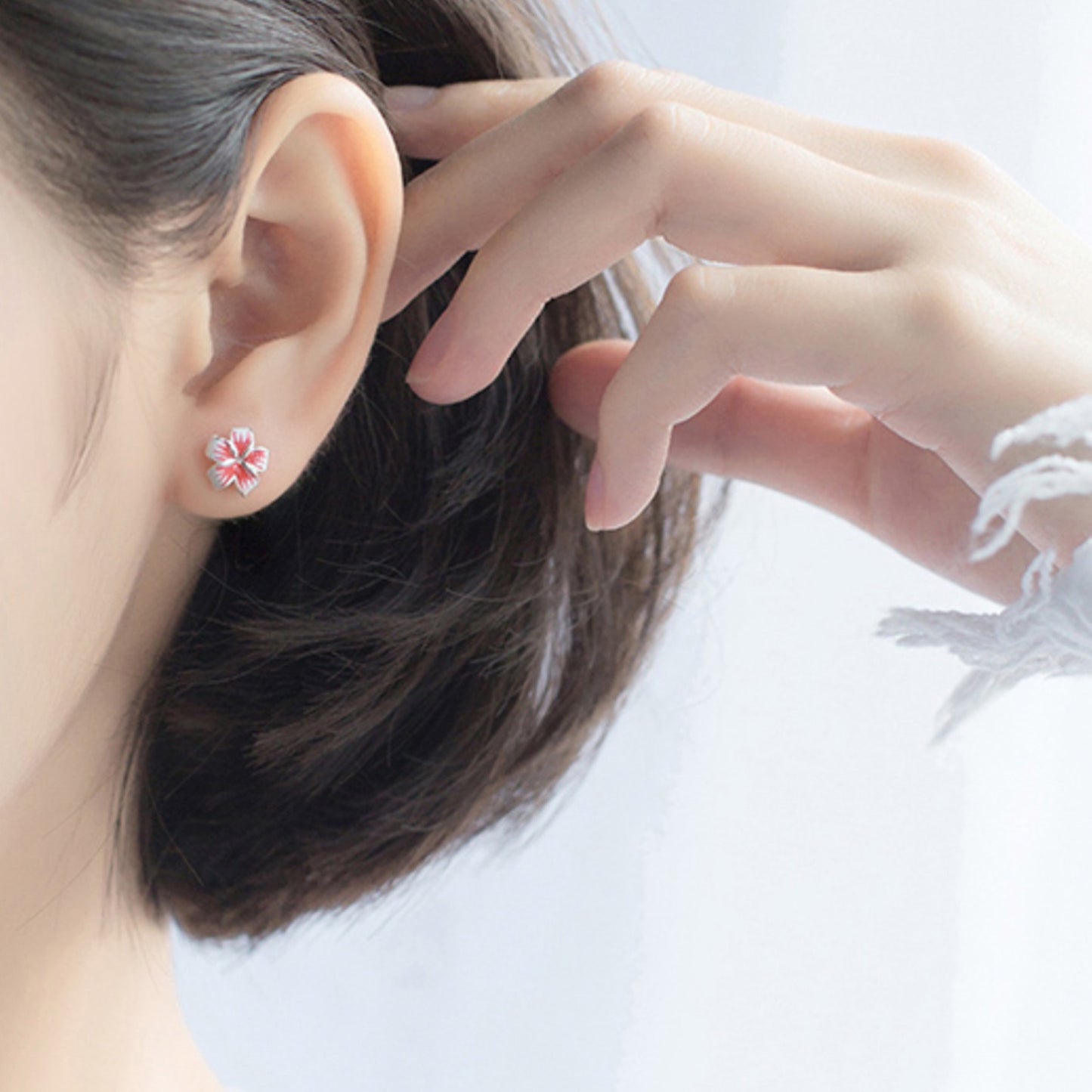 Hot Pink Flower Stud Earrings