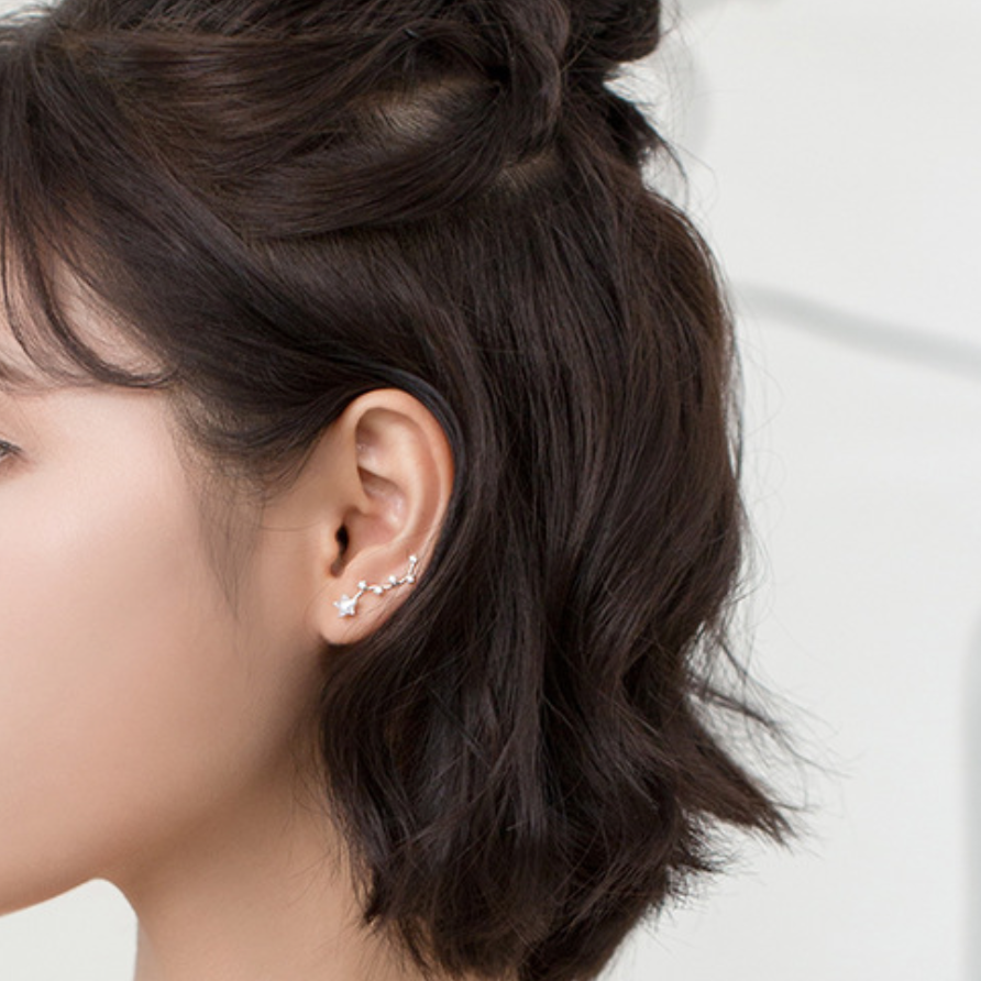 Silver Star Climber Earrings