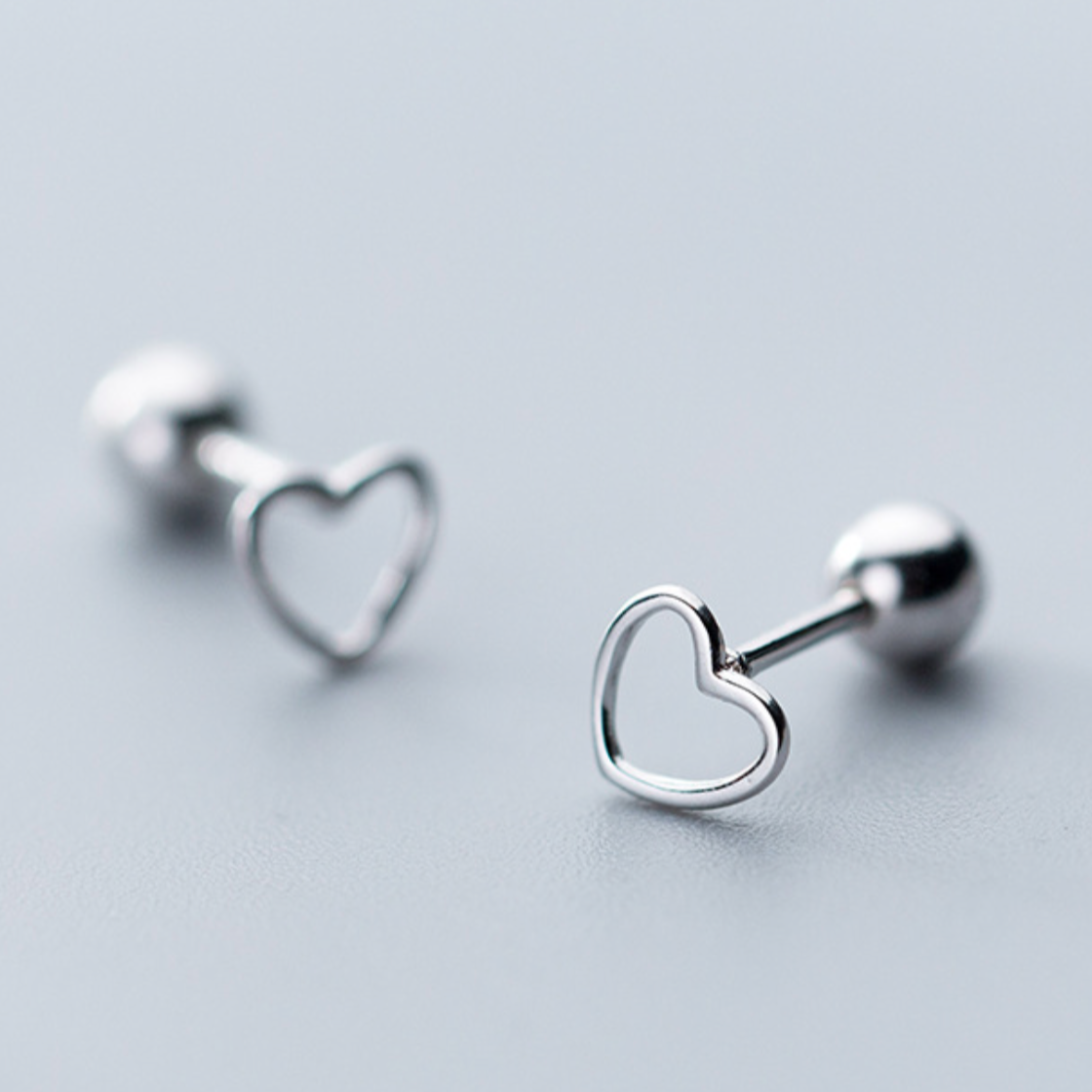 Screw Back Heart Stud Earrings