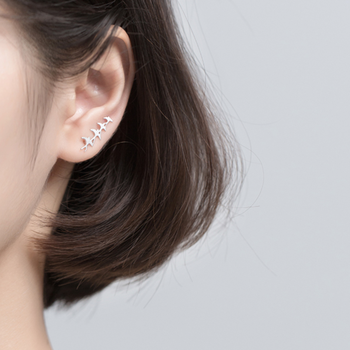Asymmetrical Bird Ear Climber Earrings