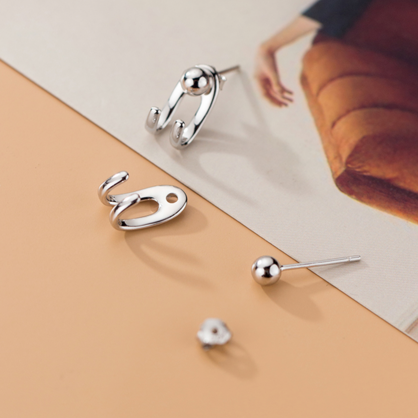 Sterling Silver Cuff Stud Earrings