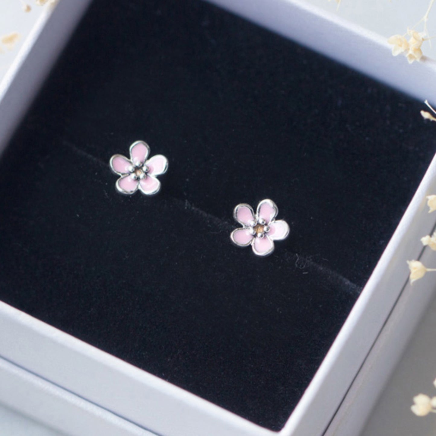 Baby Pink Flower Stud Earrings