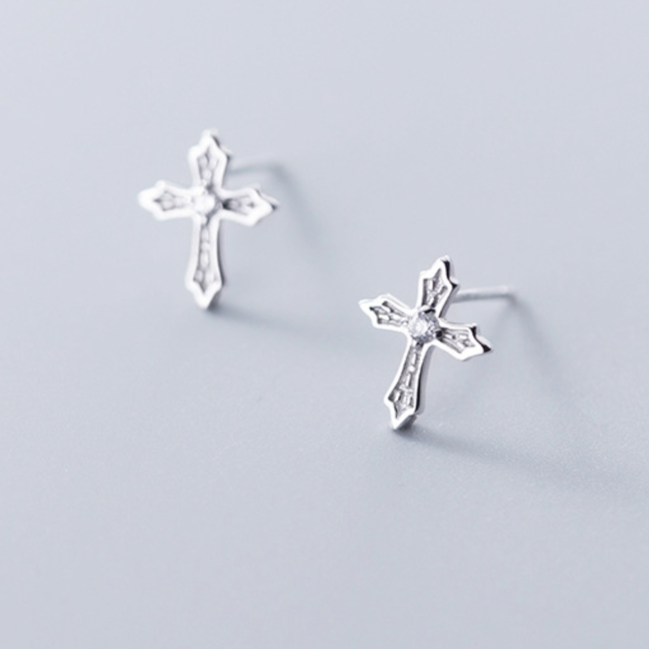 Gothic Style Cross Stud Earrings