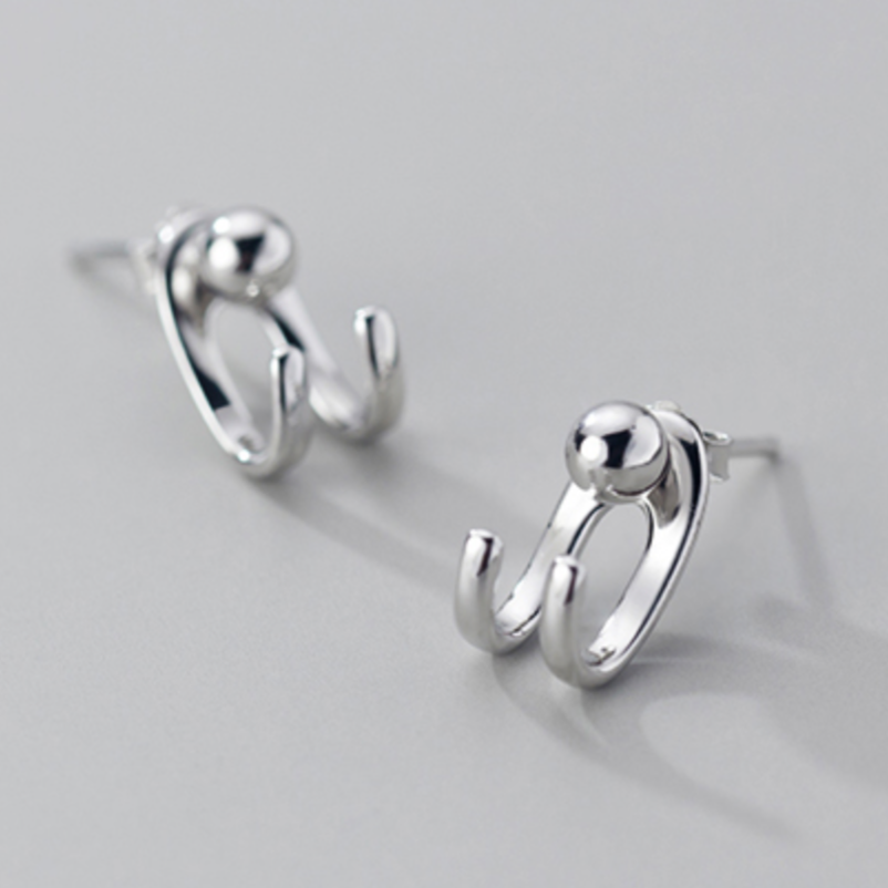 Sterling Silver Cuff Stud Earrings