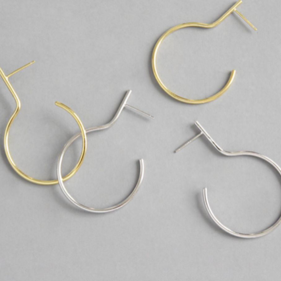 Open Hoop Stud Earrings