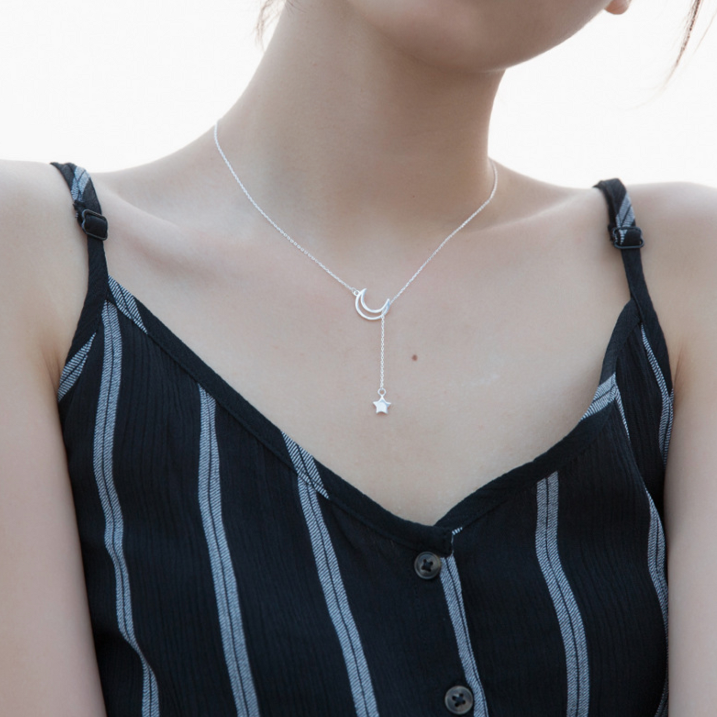 Moon and Star Threader Necklace