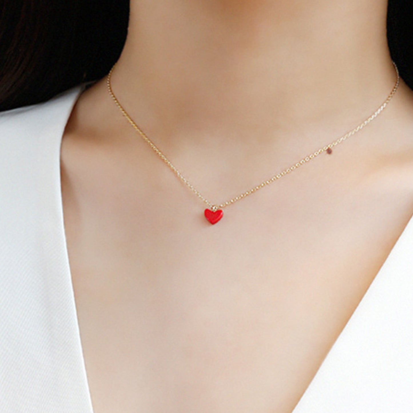 Tiny Red Heart Necklace