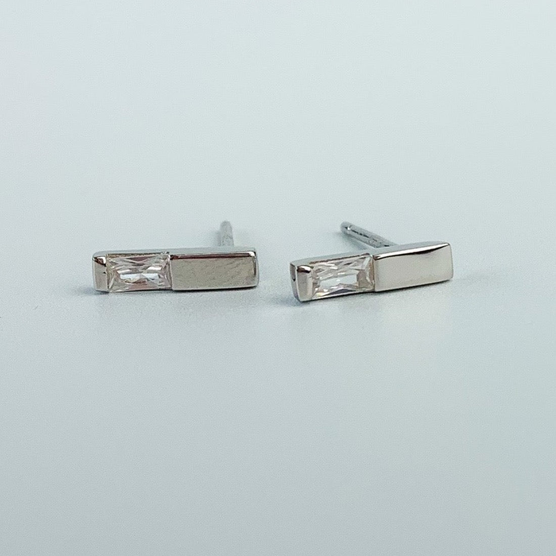 Zircon Bar Stud Earrings