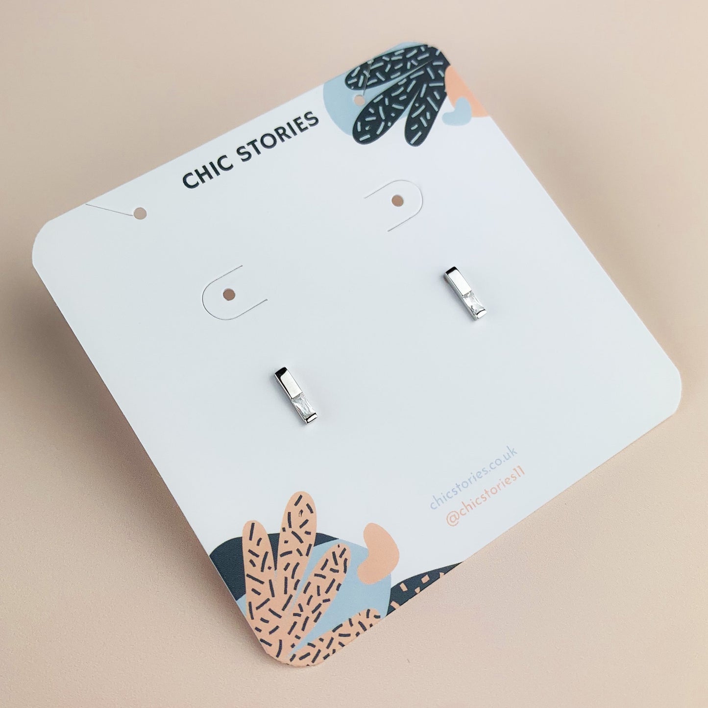 Zircon Bar Stud Earrings