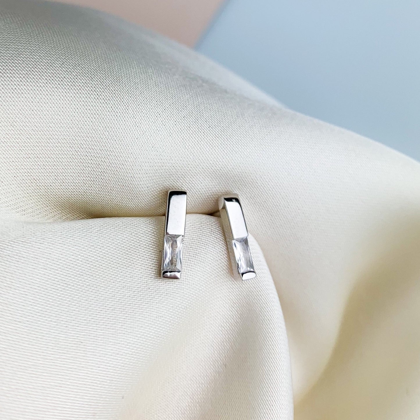 Zircon Bar Stud Earrings