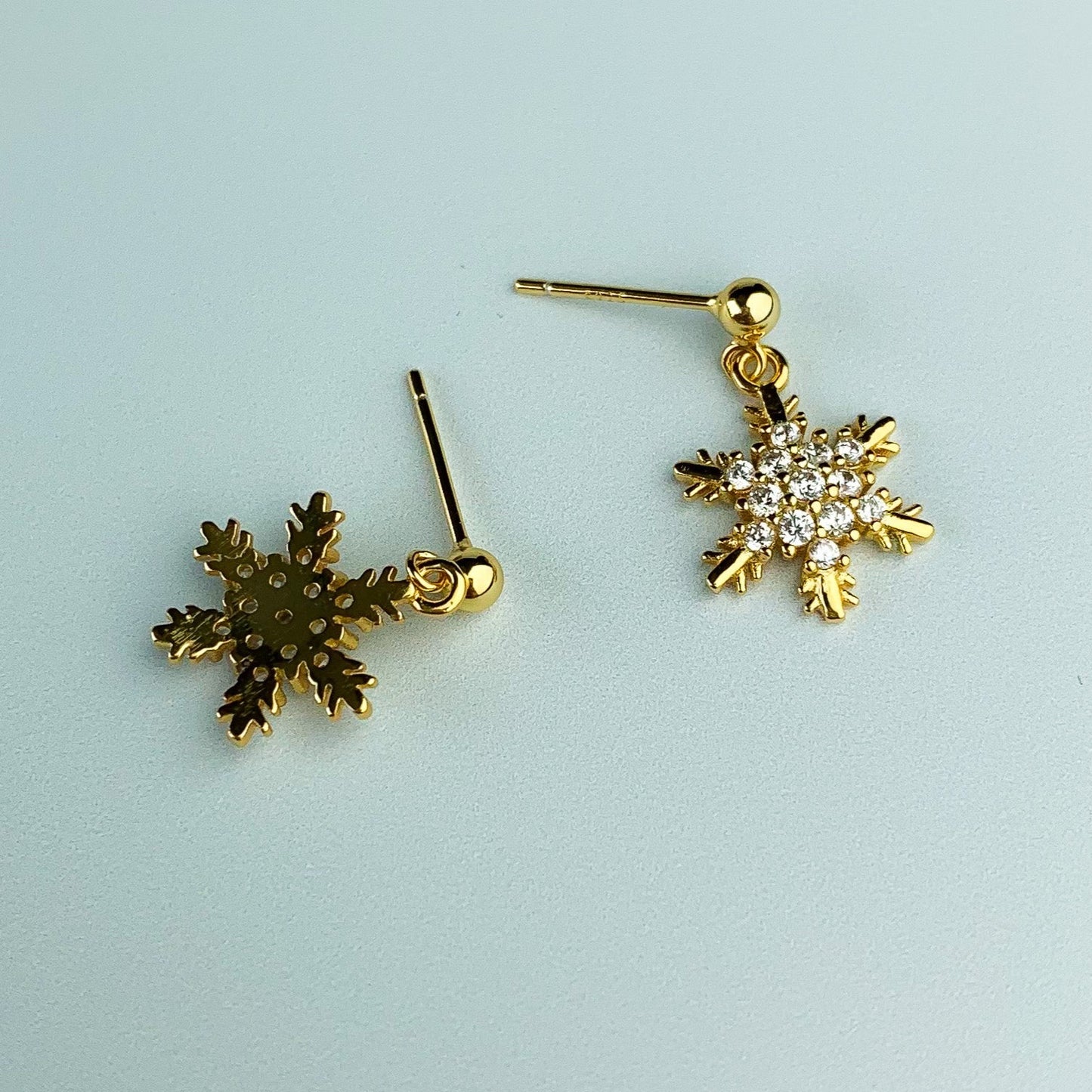 Sparkly Snowflake Dangle Stud Earrings