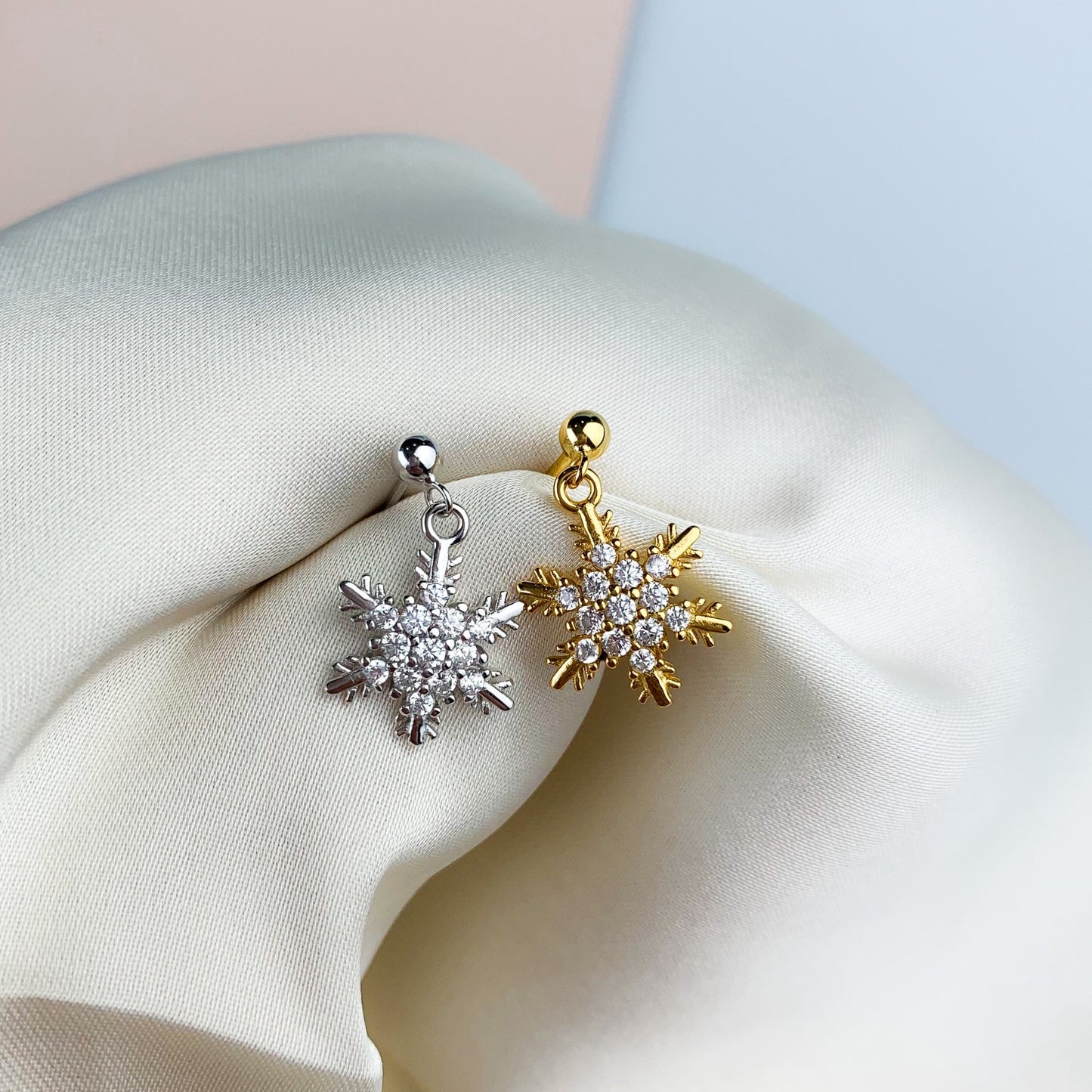 Sparkly Snowflake Dangle Stud Earrings