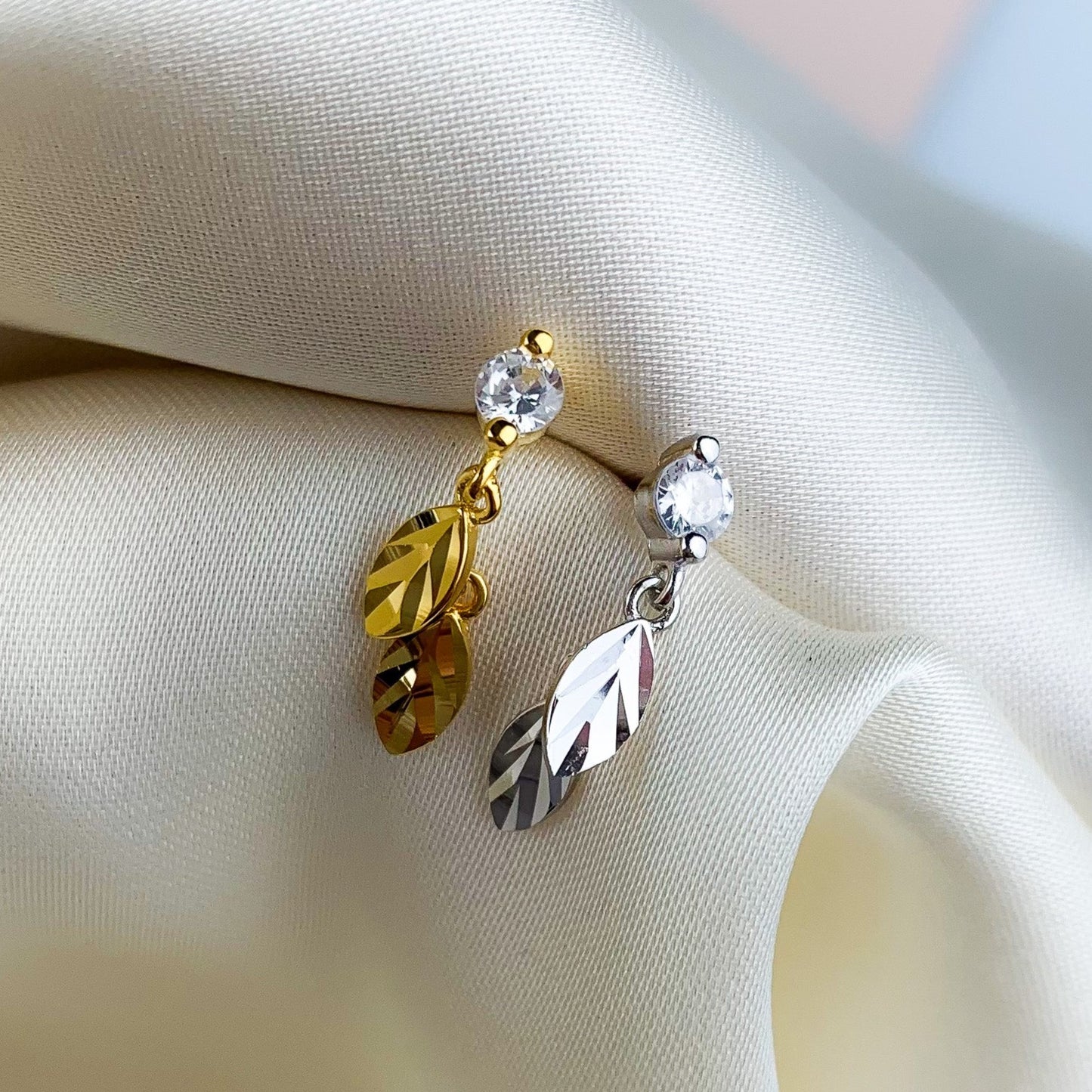 Leaf Dangle Stud Earrings