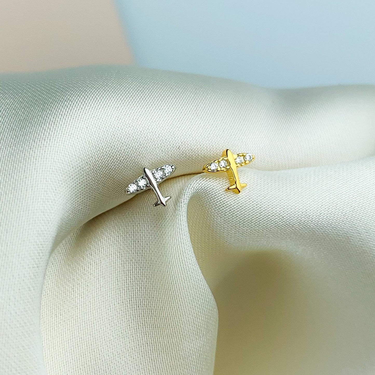 Tiny Plane Stud Earrings