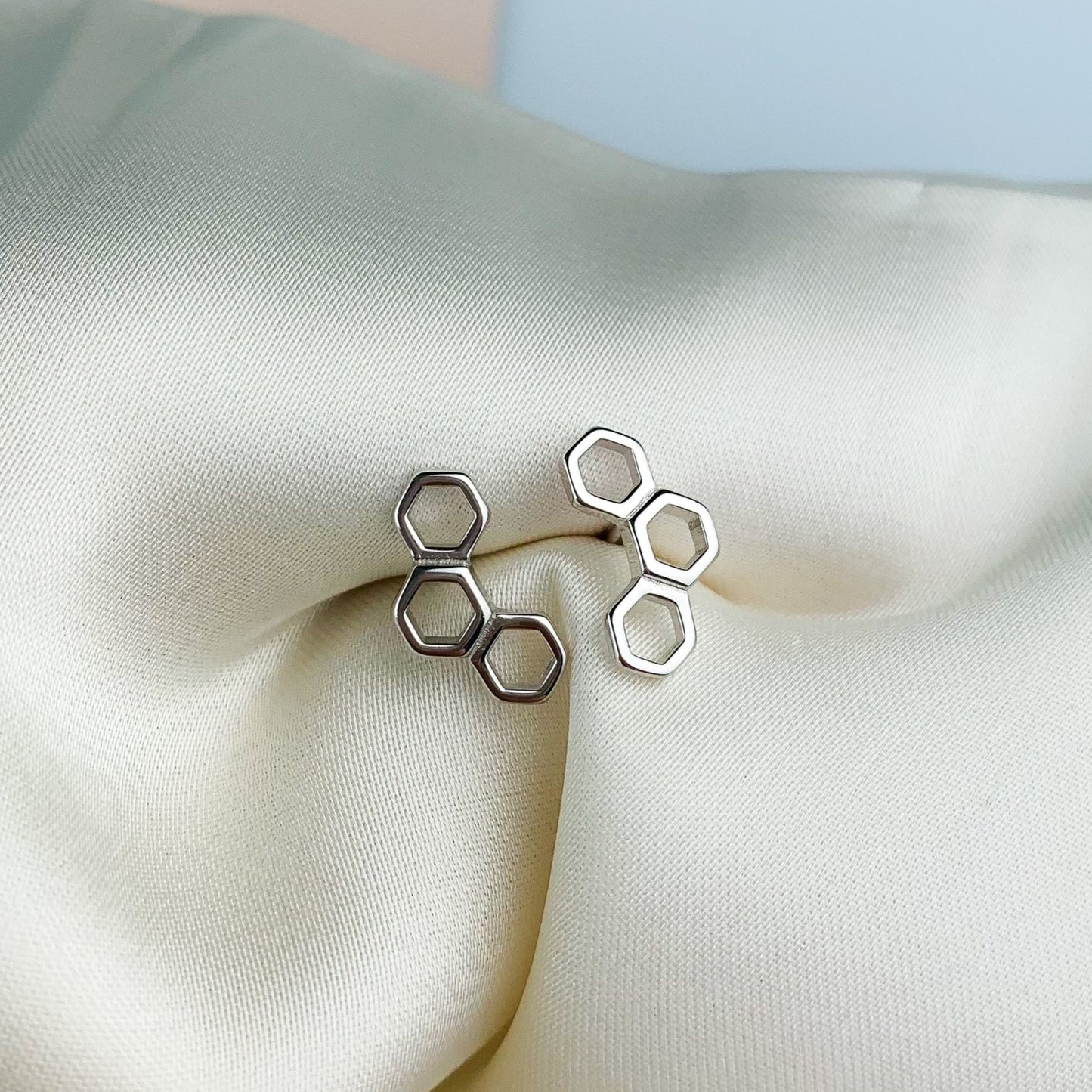 Geometric Hexagonal Stud Earrings