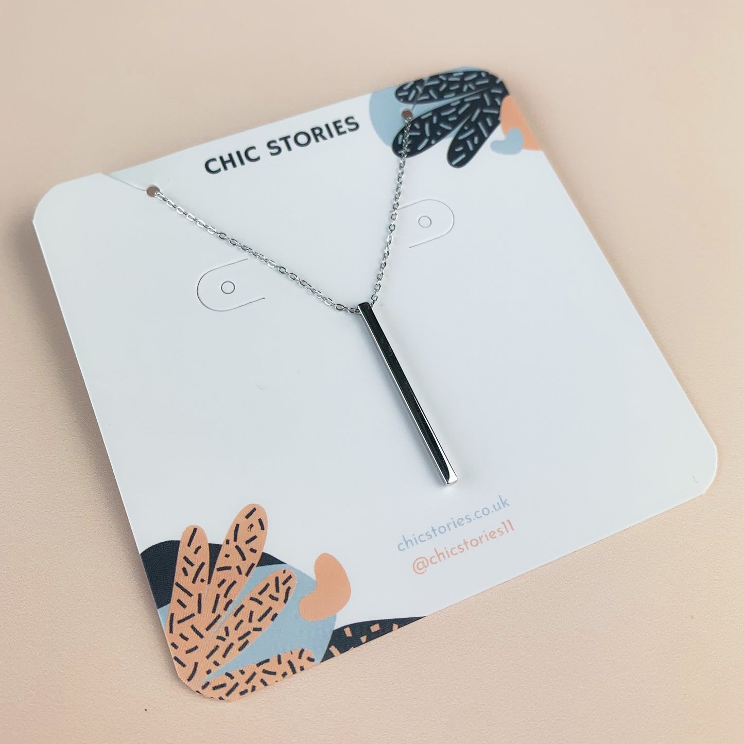 Bar and Square Pendant Necklace