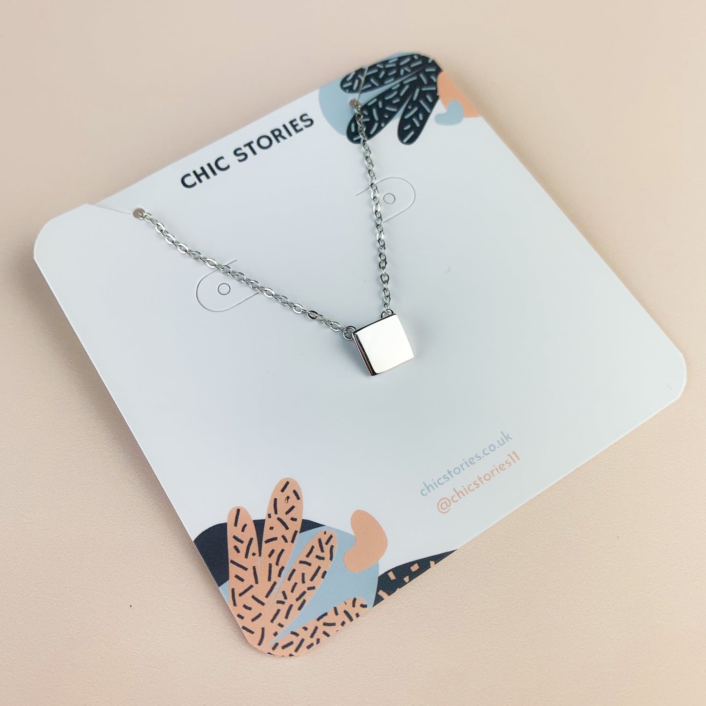 Bar and Square Pendant Necklace