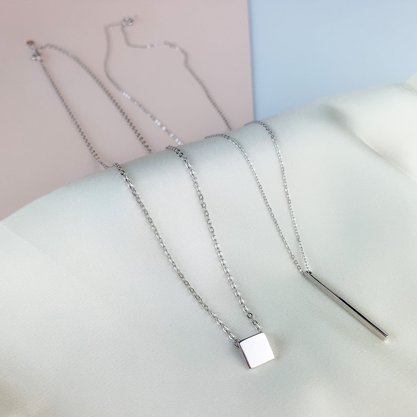 Bar and Square Pendant Necklace