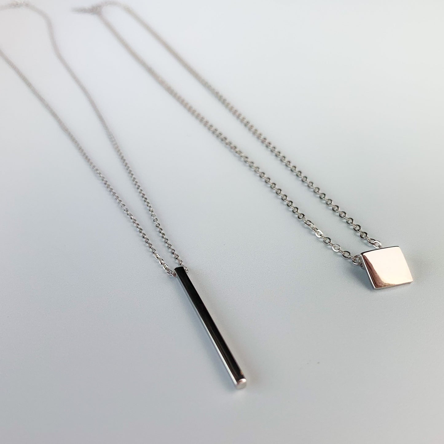 Bar and Square Pendant Necklace