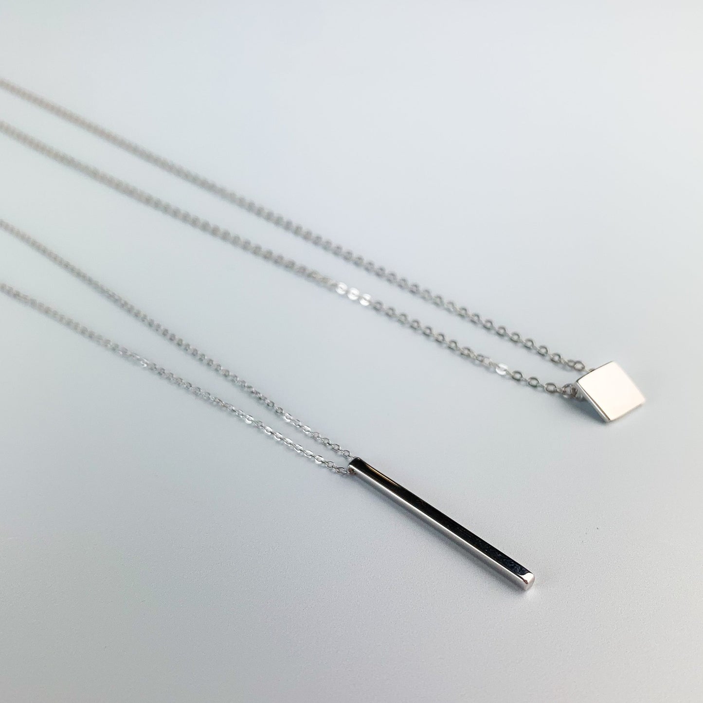 Bar and Square Pendant Necklace
