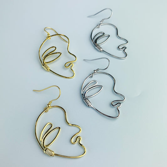 Abstract Face Dangle Earrings
