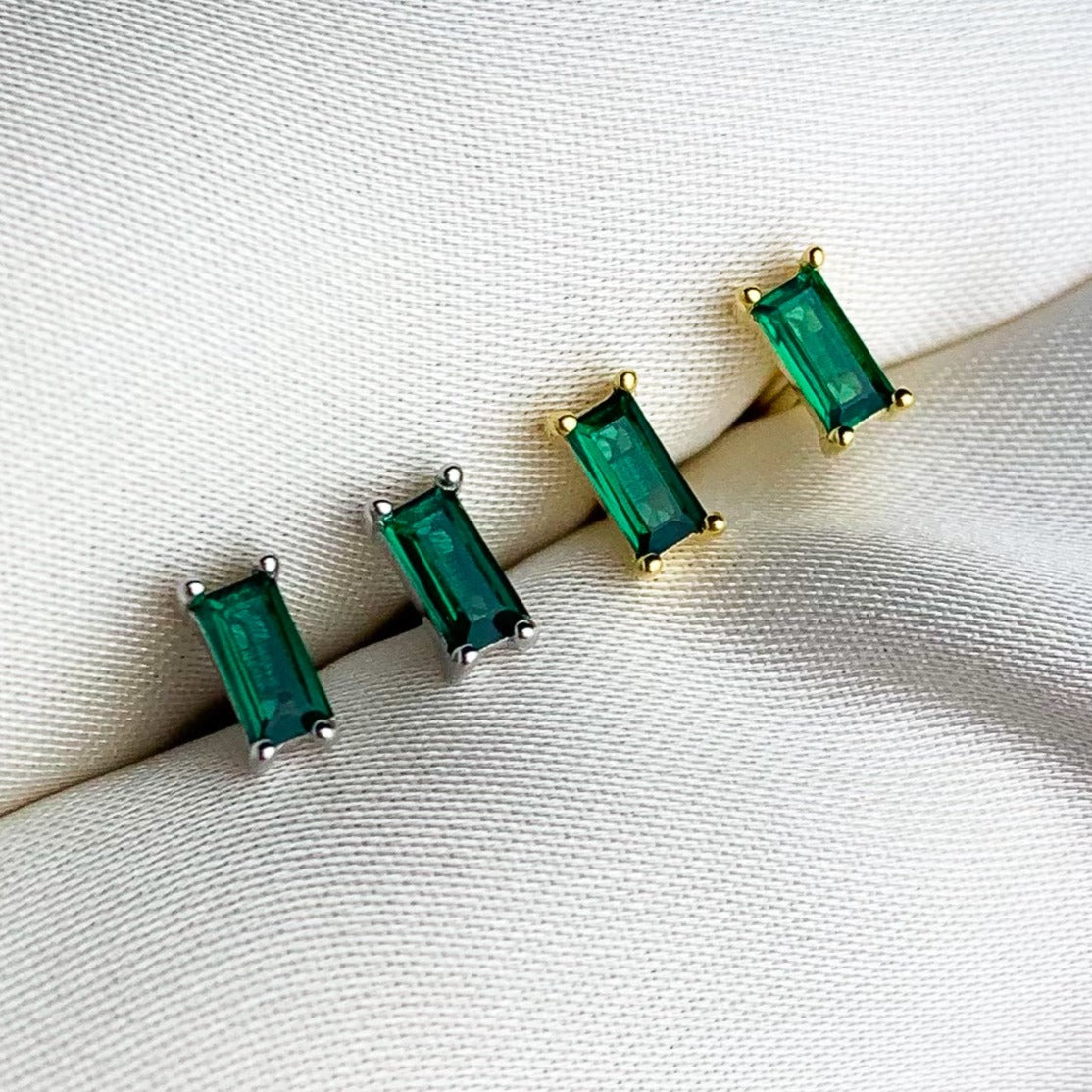 Green Emerald Cut Earrings
