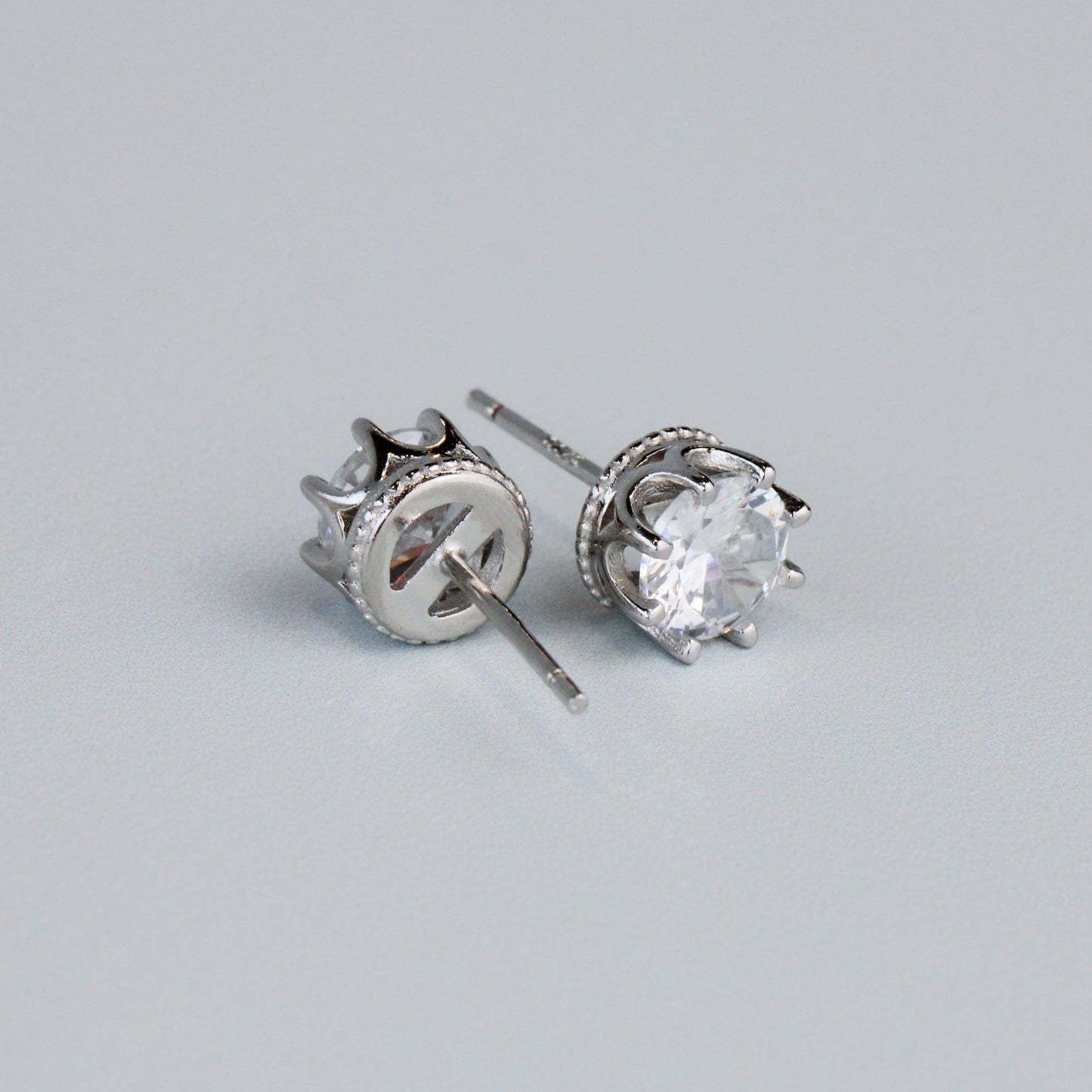 White Crystal Stud Earrings