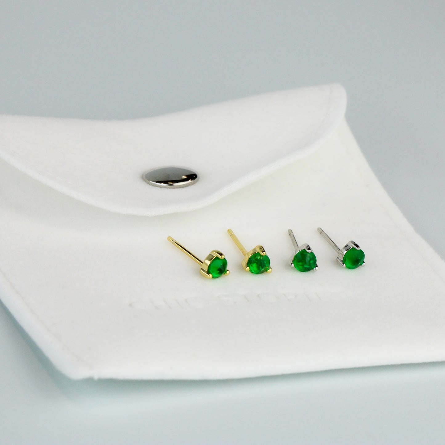 Green Crystal Stud Earrings