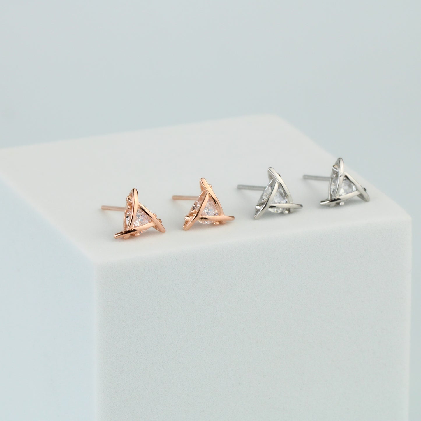 Crystal Triangle Stud Earrings