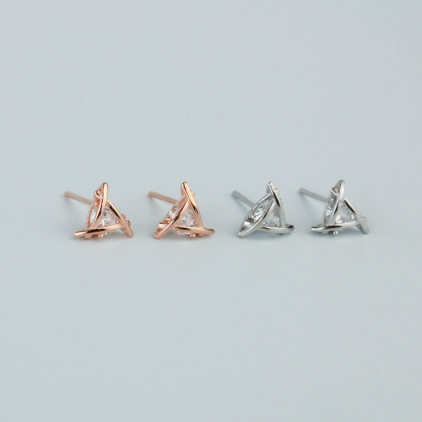 Crystal Triangle Stud Earrings