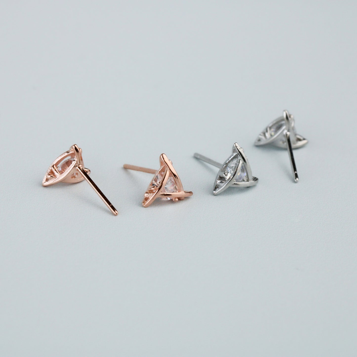 Crystal Triangle Stud Earrings