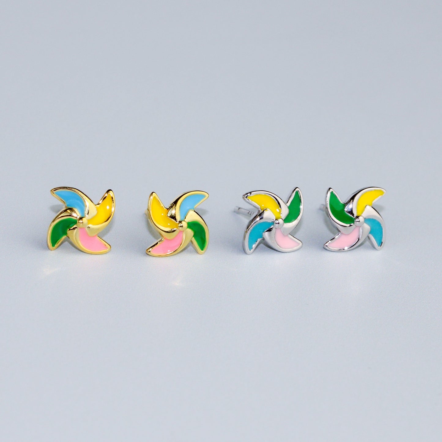 Colourful Pin Wheel Stud Earrings