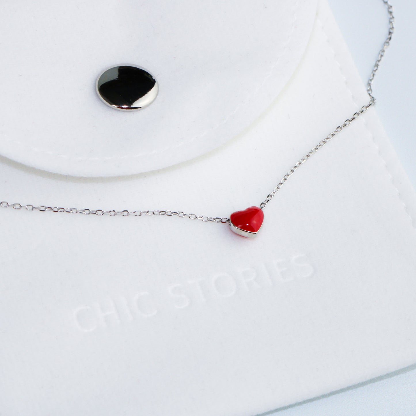 Tiny Red Heart Charm Anklet