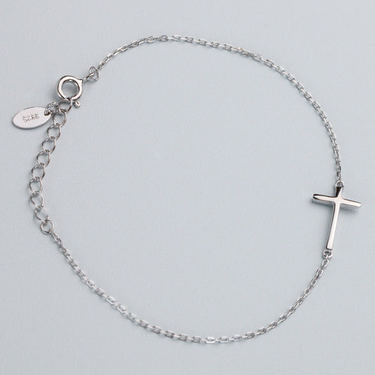 Delicate Silver Cross Bracelet