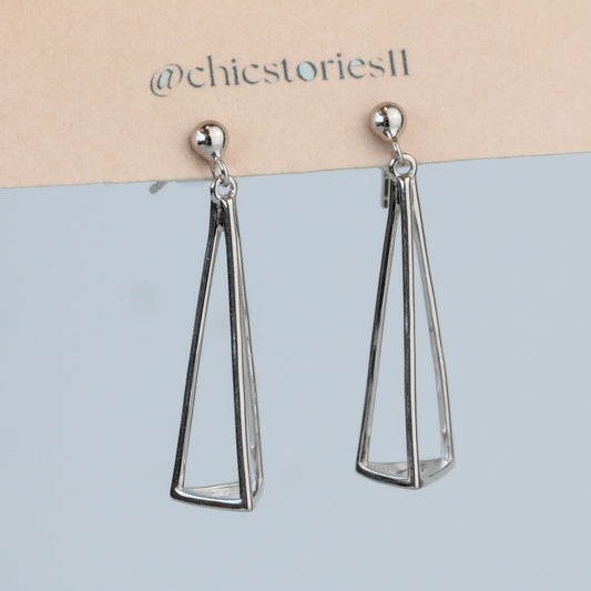 Pyramid Dangle Stud Earrings