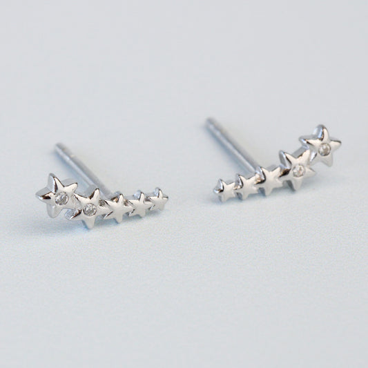 Tiny Star Ear Climber Stud Earrings
