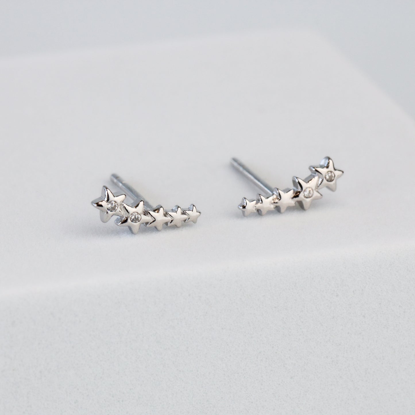 Tiny Star Ear Climber Stud Earrings