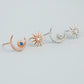 Crystal Moon and Star Stud Earrings